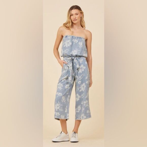 NWT Vintage Havana Washed Tropical Denim Blue Tencel Jumper - Picture 1 of 5